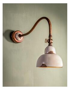 LAMPADA DA PARETE IN OTTONE ANTICATO E CERAMICA DECORATA CON SNODO RUSTICA MADE IN ITALY DELLA IMAS
