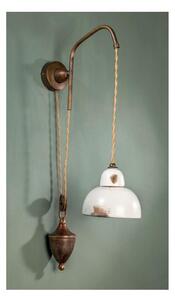 APPLIQUE SALISCENDI IN OTTONE INVECCHIATO E CERAMICA STILE RUSTICO MADE IN ITALY DELLA IMAS