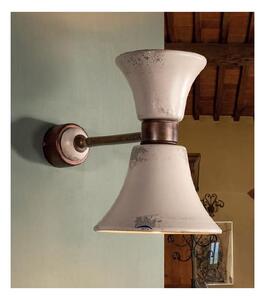 LAMPADA DA PARETE IN CERAMICA E OTTONE LUCE SOPRA E SOTTO STILE RUSTICO MADE IN ITALY DELLA IMAS