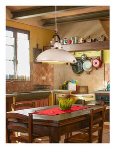 SOSPENSIONE SINGOLA IN STILE RUSTICO IN CERAMICA DECORATA A MANO CON DETTAGLI OTTONE MADE IN ITALY