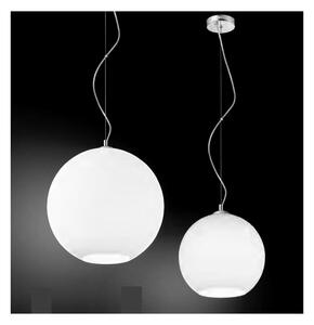 UFO SOSPENSIONE SINGOLA CON SFERA IN VETRO BIANCO APERTA 2 MISURE MODERNA LAMPADINA ATTACCO E27