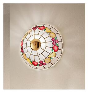 H5502 COCKTAIL APPLIQUE PLAFONIERA ROTONDA D30 CM IN VETRO TIFFANY MADREPERLA COLORATA