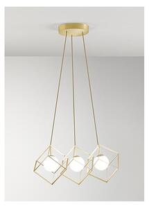 CUBE SOSPENSIONE MODERNA CON 3 CUBI IN METALLO NERO O ORO DIFFUSORI IN VETRO LAMPADINE ATTACCO G9