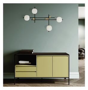 LINGOTTO APPLIQUE A 4 LUCI METALLO NERO - ORO CON DIFFUSORI IN VETRO LAMPADINE ATTACCO G9