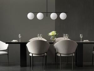 JUGEN SOSPENSIONE 4 LUCI CON VETRI A SFERA BIANCO LATTE MONTATURA IN 2 COLORI MODERNA LAMPADINE E27