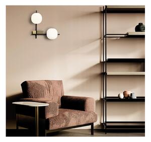 LINGOTTO APPLIQUE A 2 LUCI METALLO NERO - ORO CON DIFFUSORI IN VETRO LAMPADINE ATTACCO G9