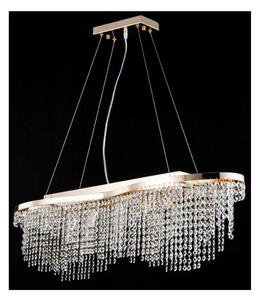 TOILS LAMPADARIO A SOSPENSIONE IN CRISTALLO E METALLO ORO LARGHEZZA CM 93 LAMPADINE 7XE14 CLASSICO