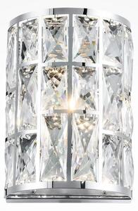 GELID APPLIQUE RAFFINATA IN CRISTALLO H21 CM STRUTTURA CROMO IN STILE CLASSICO LAMPADINA ATTACCO E27