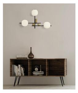 LINGOTTO APPLIQUE A 3 LUCI METALLO NERO - ORO CON DIFFUSORI IN VETRO LAMPADINE ATTACCO G9