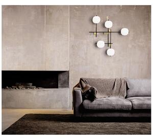LINGOTTO PLAFONIERA APPLIQUE A 5 LUCI METALLO NERO - ORO CON DIFFUSORI IN VETRO LAMPADINE ATTACCO G9