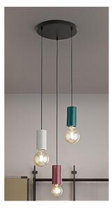 IDEA SOSPENSIONE 3 LUCI ROTONDA D35 CM IN METALLO NERO E CERAMICA CON LAMPADINE ATTACCO E27 DESIGN MODERNO