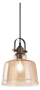 VINTAGE SOSPENSIONE SINGOLA CON DIFFUSORE IN VETRO AMBRA E FUME CON LAMPADINA ATTACCO E27