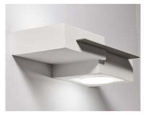MILET APPLIQUE 2 LUCI BIEMISSIONE IN GESSO BIANCO CON ELEMENTO IN ALLUMINIO GRIGIO LAMPADINE ATTACCO GX53