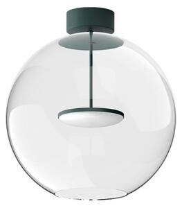 CRISTALBOLLA PLAFONIERA D44 CM VETRO TRASPARENTE E ALLUMINIO 5 COLORI LED 26W LUCE 2700K E 3000K MADE IN ITALY