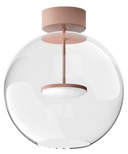 CRISTALBOLLA PLAFONIERA D34 CM VETRO TRASPARENTE E ALLUMINIO 5 COLORI LED 19W LUCE 2700K E 3000K MADE IN ITALY
