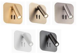 QUDA APPLIQUE QUADRATA CON LUCE ORIENTABILE LED 6W+3W LUCE 2700K O 3000K IN ALLUMINIO 5 COLORI MODERNA