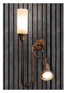 LAMPADA DA PARETE A 2 LUCI IN OTTONE CON BRACCIO FLESSIBILE DIFFUSORE A CILINDRO IN VETRO MADE IN ITALY IMAS