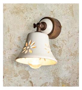 APPLIQUE SPOT RUSTICA IN OTTONE E CERAMICA BIANCA TRAFORATA CON SNODO MADE IN ITALY DELLA IMAS