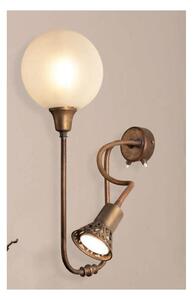 LAMPADA DA PARETE A 2 LUCI IN OTTONE CON BRACCIO FLESSIBILE E SFERA IN VETRO MADE IN ITALY IMAS