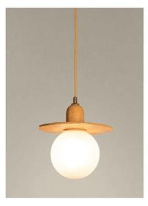 SOSPENSIONE SINGOLA IN CERAMICA DECORATA A MANO CON SFERA IN VETRO BIANCO D15 CM MADE IN ITALY