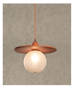 SOSPENSIONE SINGOLA D38 CM IN CERAMICA DECORATA A MANO CON SFERA IN VETRO BIANCO MADE IN ITALY
