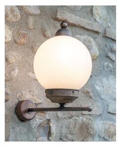 LAMPADA DA PARETE PER ESTERNI IN OTTONE INVECCHIATO CON SFERA OPALE IP44 MADE IN ITALY DELLA IMAS
