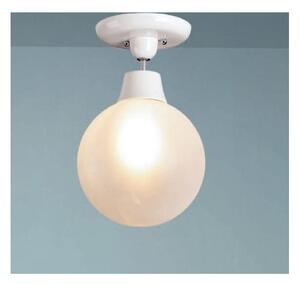 PLAFONIERA IN CERAMICA BIANCA CON SFERA IN VETRO BIANCO D30 CM STILE RUSTICO MADE IN ITALY DELLA IMAS