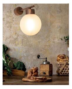 APPLIQUE IN OTTONE INVECCHIATO CON SFERA IN VETRO PIREX BIANCO RUSTICA MADE IN ITALY DELLA IMAS