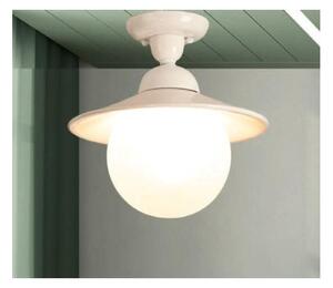 PLAFONIERA RUSTCA IN CERAMICA BIANCA CON SFERA IN VETRO D20 CM MADE IN ITALY DELLA IMAS
