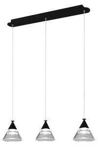 CONY SOSPENSIONE 3 LUCI RETTANGOLARE LED 21W CCT 3000K-4000K IN METALLO 3 COLORI CON DIFFUSORI TRASPARENTI
