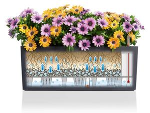Vaso da fiori con riserva d'acqua bianco rettangolare 50 x 19 cm