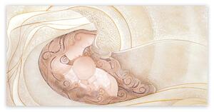 Cartapietra Capezzale maternità piccolo con bassorilievo dipinto a mano con  retro in legno Bacio Cartapietra Toni Freddi Capezzali con  Maternità,Capezzali Moderni