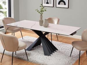 Tavolo da pranzo allungabile da 4 a 8 coperti in Ceramica e Metallo Effetto marmo Bianco e Nero - BEKIM di Pascal MORABITO