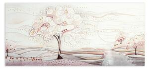Cartapietra Quadro grande con bassorilievo dipinto a mano con retro in legno  massello Albero dei Sogni Cartapietra Carta da Zucchero Pannelli in Legno  Quadri per soggiorno