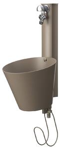Fontana a Parete da Giardino con doppio Rubinetto 49x23x26,6 cm Belfer 42/PRS Tortora