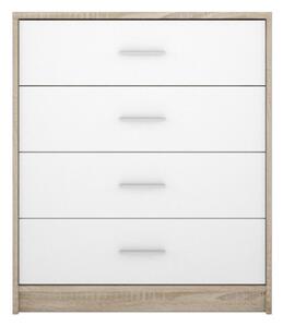 Comò cassettiera Nepo 4 cassetti 80 cm rovere sonoma bianco