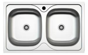 Lavello incasso cucina acciaio 86x50 cm due vasche