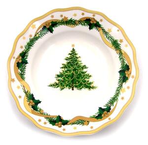 Servizio Piatti di Natale in Porcellana "Gold Christmas" 18 Pezzi -