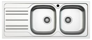 Lavello incasso cucina acciaio 116x50 cm due vasche e gocciolatoio sinistro