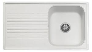 Lavello 86x50 cm reversibile 1 vasca gocciolatoio bianco Samet