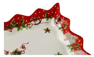 Centrotavola di Natale in Ceramica con Bordo Smerlato "Jingle Bells"