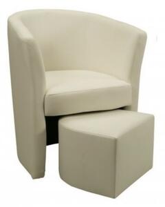 Poltrona Pegasus 62x62X76 cm in Similpelle avorio con pouf