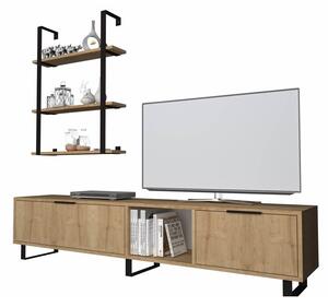 Parete attrezzata Zenon 180 cm porta tv e libreria rovere