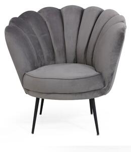Poltrona a conchiglia 75x80x75 cm Orel in velluto grigio fumè