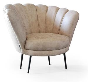 Poltrona a conchiglia Orel 75x80x75 cm in nabuk beige