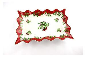Centrotavola Natalizio in Ceramica con Bordo Smerlato "Christmas" -