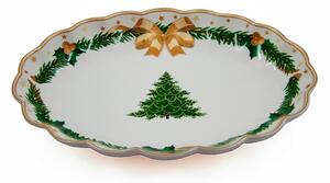 Centrotavola Natalizio Rotondo in Ceramica "Gold Christmas"- Royal