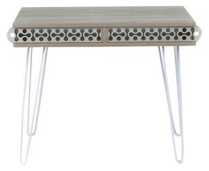 Scrivania Ilia 96x51x75 cm piedi in metallo bianco e piano rovere