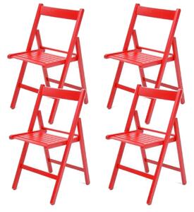 Set 4 Sedie pieghevoli 42,5x47,5x79 cm Penelope in legno rossa