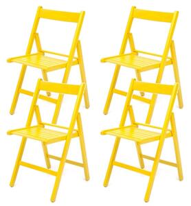 Set 4 Sedie pieghevole 42,5x47,5x79 cm Penelope in legno giallo